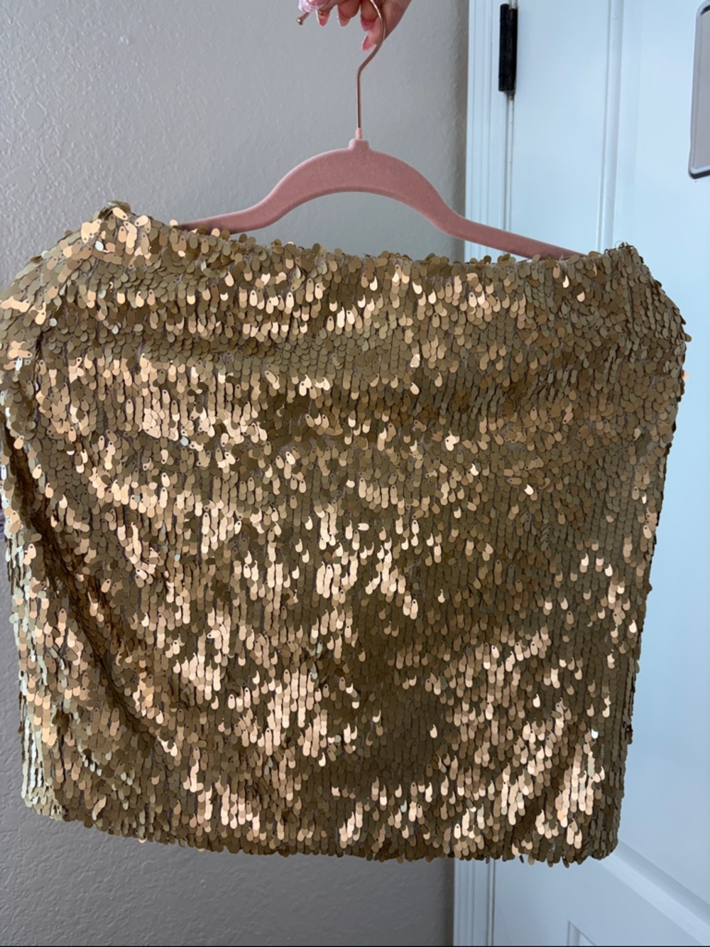 Gold Sequin Mini Skirt